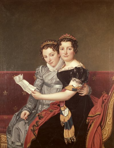 Zenaide (1801-54) en Charlotte (1802-39) Bonaparte, 1822 door Jacques Louis David